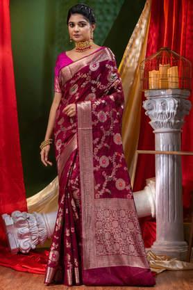 georgette-saree-wine-with-meena-work-with-blouse-piece---wine
