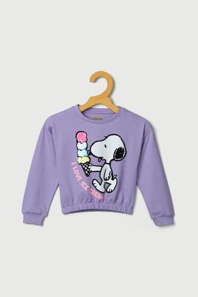 solid-cotton-round-neck-girls-sweatshirt---lilac