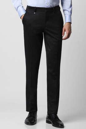 printed-polyester-skinny-fit-men's-formal-trousers---black