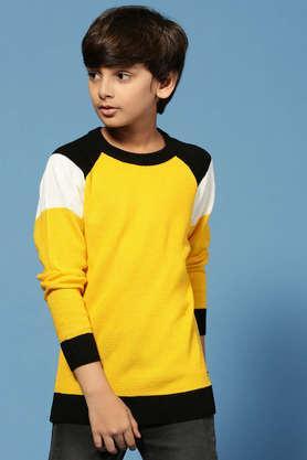 solid-acrylic-round-neck-boys-sweatshirt---yellow