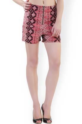 printed-crepe-regular-fit-women's-shorts---multi