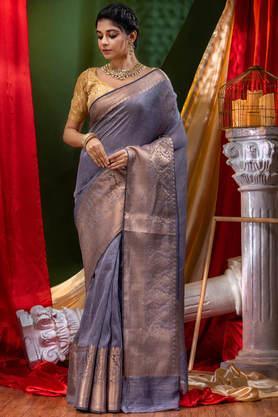 pure-linen-gray-saree-with-blouse-piece---grey