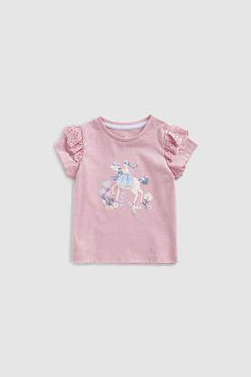 solid-cotton-round-neck-infant-girls-top---pink