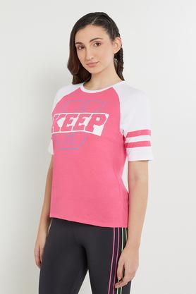 printed-cotton-round-neck-women's-t-shirt---pink