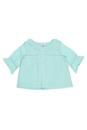 solid-cotton-blend-round-neck-infant-tops---sea-green