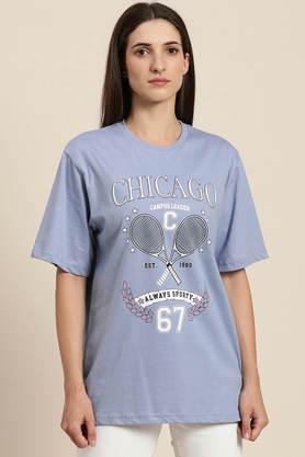 graphic-cotton-round-neck-women's-oversized-t-shirt---blue