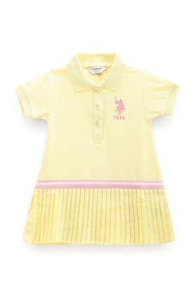 solid-cotton-collared-girls-casual-wear-dress---yellow