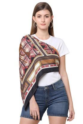 printed-silk-regular-fit-womens-casual-scarf---brown