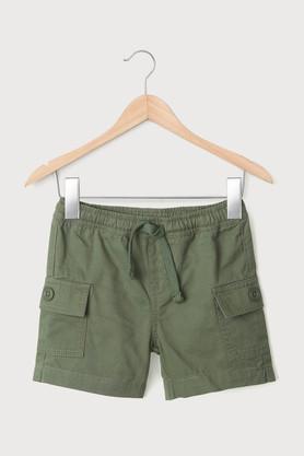 solid-cotton-regular-fit-infant-boys-shorts---olive