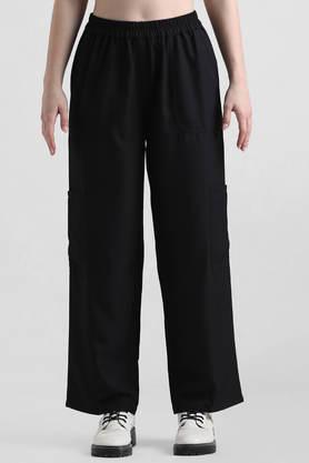 solid-relaxed-fit-polyester-women's-casual-wear-pant---black