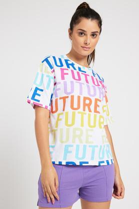 printed-regular-fit-cotton-women's-active-wear-t-shirt---multi