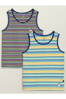 stripes-cotton-round-neck-girls-top---blue