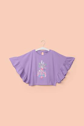 solid-cotton-round-neck-girl's-top---lavender