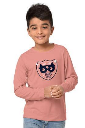 trendy-printed-cotton-round-neck-boys-sweatshirt---pink