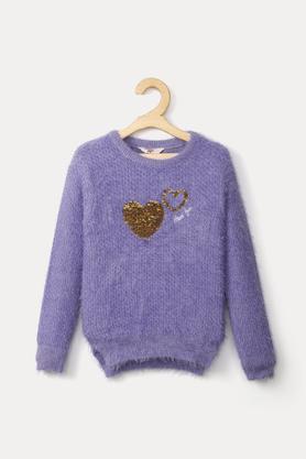 embellished-acrylic-round-neck-girls-sweater---lilac