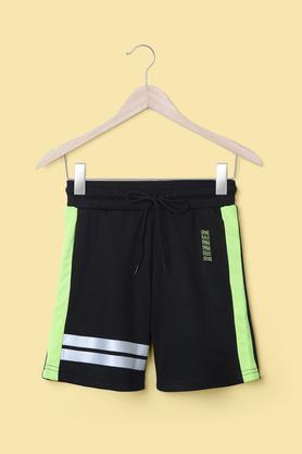solid-polyester-regular-fit-boy's-shorts---black
