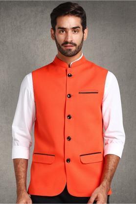 solid-cotton-blend-collared-men's-casual-nehru-jacket---multi