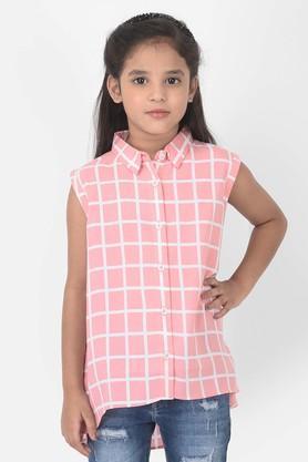 checks-lyocell-shirt-collar-girls-top---pink