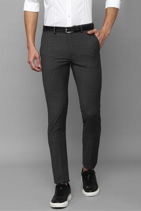 checks-polyester-viscose-slim-fit-men's-casual-trousers---grey