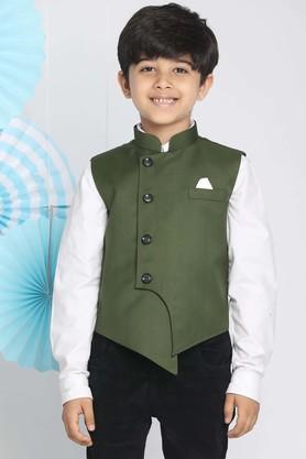 solid-cotton-blend-mandarin-boys-nehru-jacket---green
