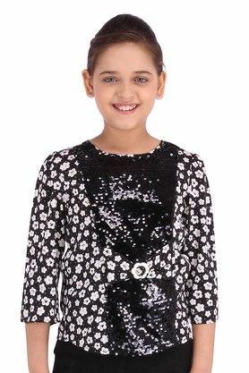 girls-polyester-floral-printed-black-top---black