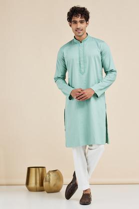 solid-cotton-men's-festive-wear-kurta---mint