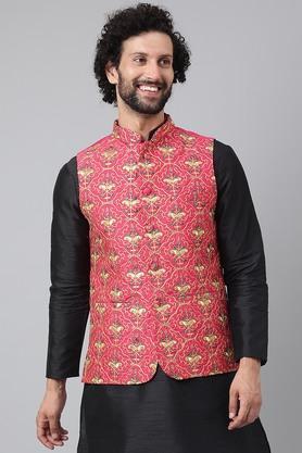 embroidered-polyester-blend-regular-fit-mens-nehru-jacket---pink