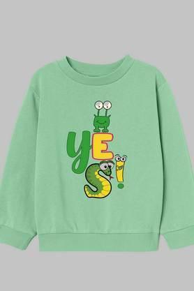 graphic-print-blended-regular-fit-girls-sweatshirt---green