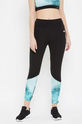 geometric-poly-blend-regular-fit-women's-tights---blue