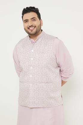 plus-size-jacquard-polyester-men's-festive-wear-nehru-jacket---dusty-pink