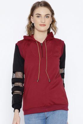 solid-blended-hooded-women's-sweatshirt---maroon