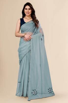 women's-polyester-and-net-embroidered-and-embellished-bollywood-sari-with-blouse-piece---sea-green