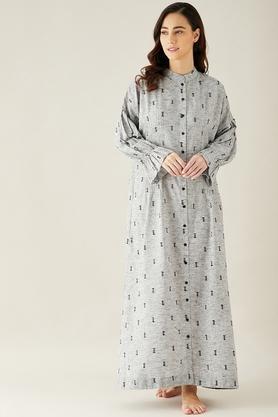 printed-cotton-regular-fit-women's-night-dress---grey