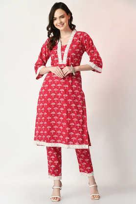 printed-cotton-straight-fit-women's-kurta-set---pink
