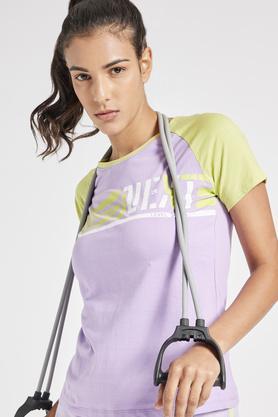 printed-regular-fit-cotton-women's-active-wear-t-shirt---lilac