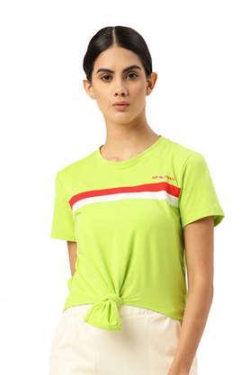 printed-cotton-regular-women's-top---lime-green