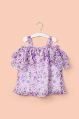 printed-polyester-off-shoulder-girl's-top---lavender