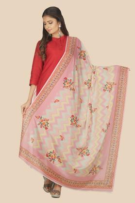 printed-silk-blend-regular-women's-fusion-wear-dupatta---pink