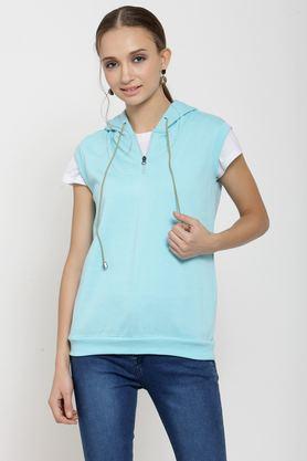 solid-blended-hooded-women's-sweatshirt---turquoise