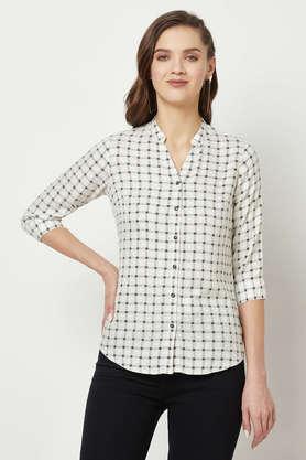 printed-lyocell-v-neck-women's-shirt---off-white