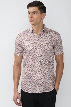 printed-cotton-slim-fit-men's-shirt---brown