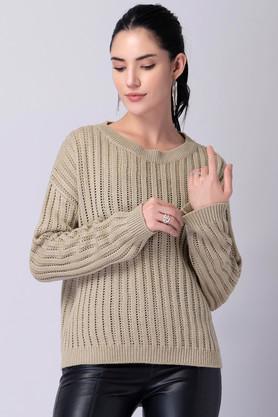 embellished-round-neck-acrylic-women's-casual-wear-sweater---natural