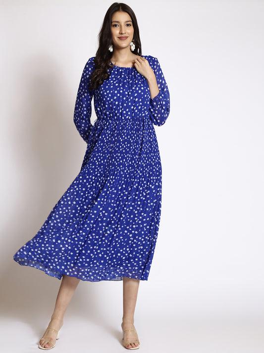 floral-printed-gathered-georgette-fit-&-flare-midi-dress