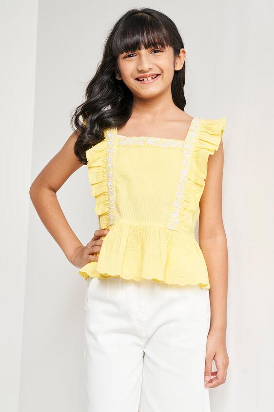 yellow-solid-embroidered-straight-top