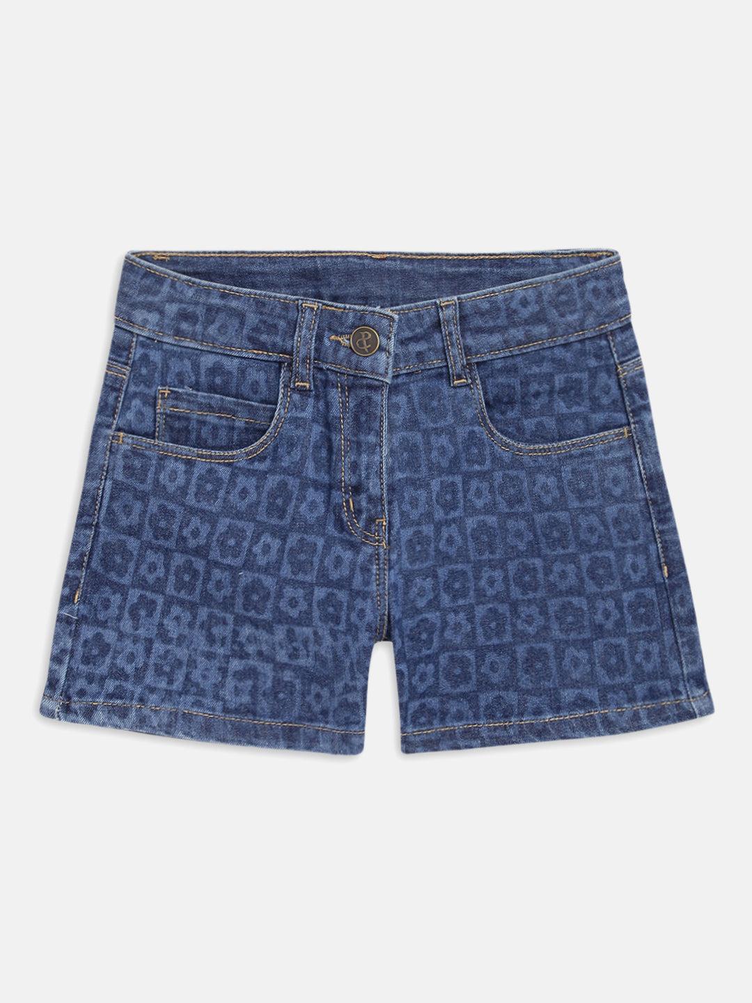 girls-blue-printed-shorts