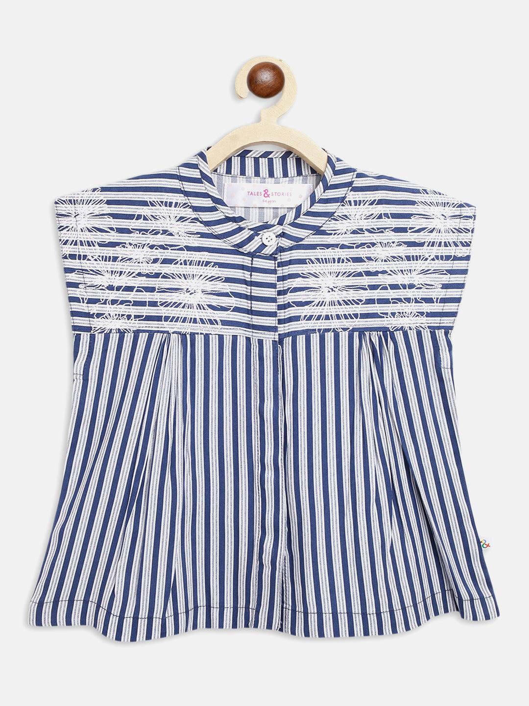 girls-blue-striped-casual-top