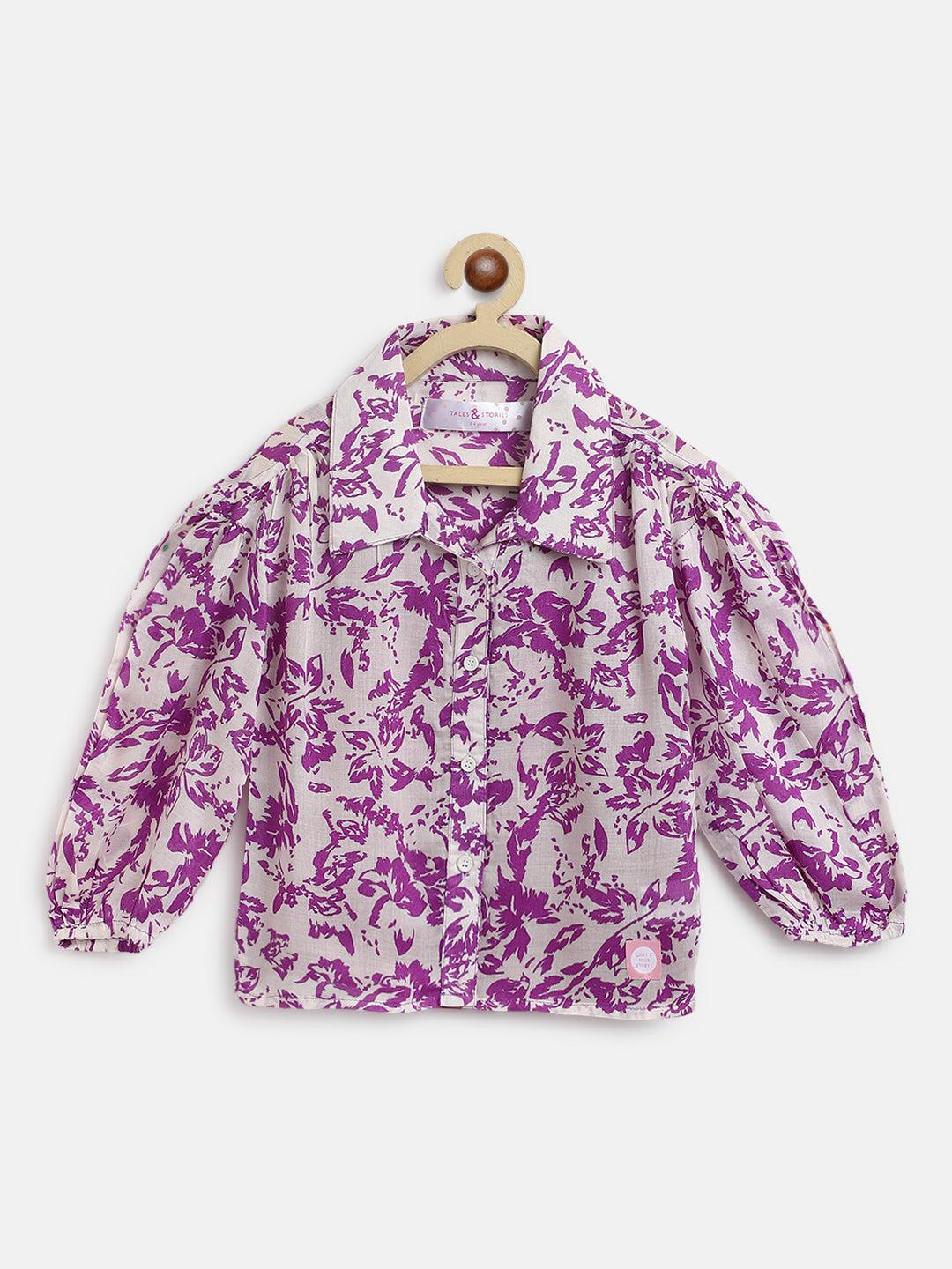 girls-purple-floral-print-top
