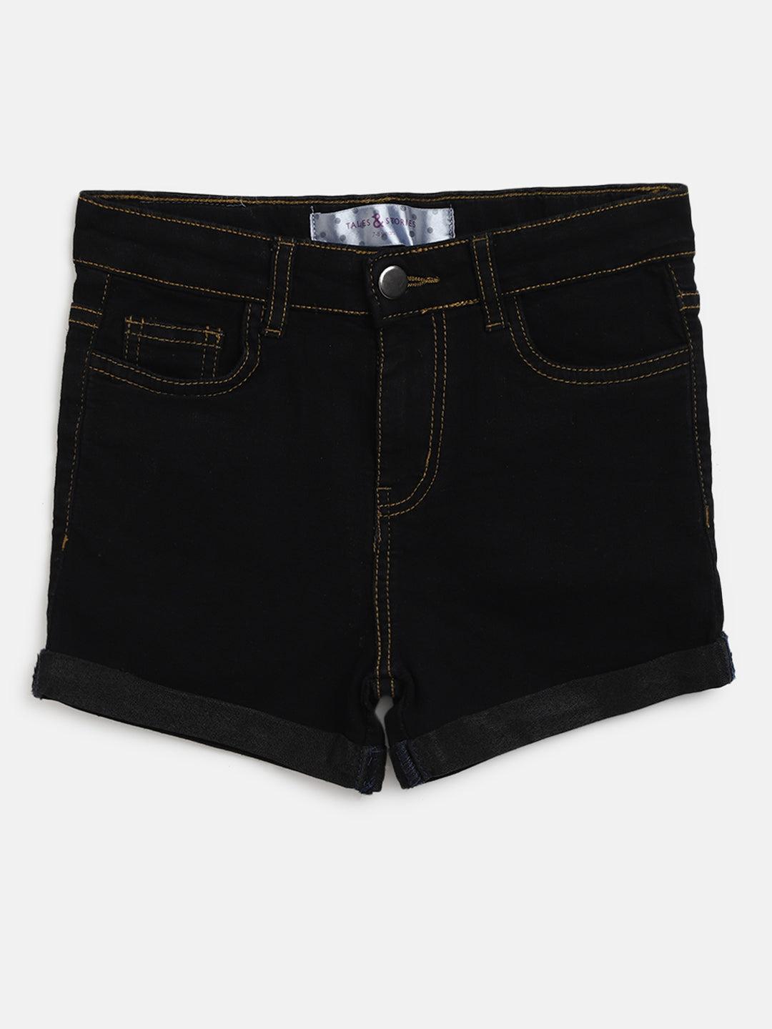 girls-black-denim-shorts