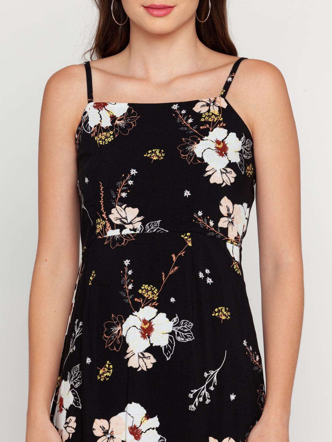 black-floral-print-strappy-midi-dress-for-women