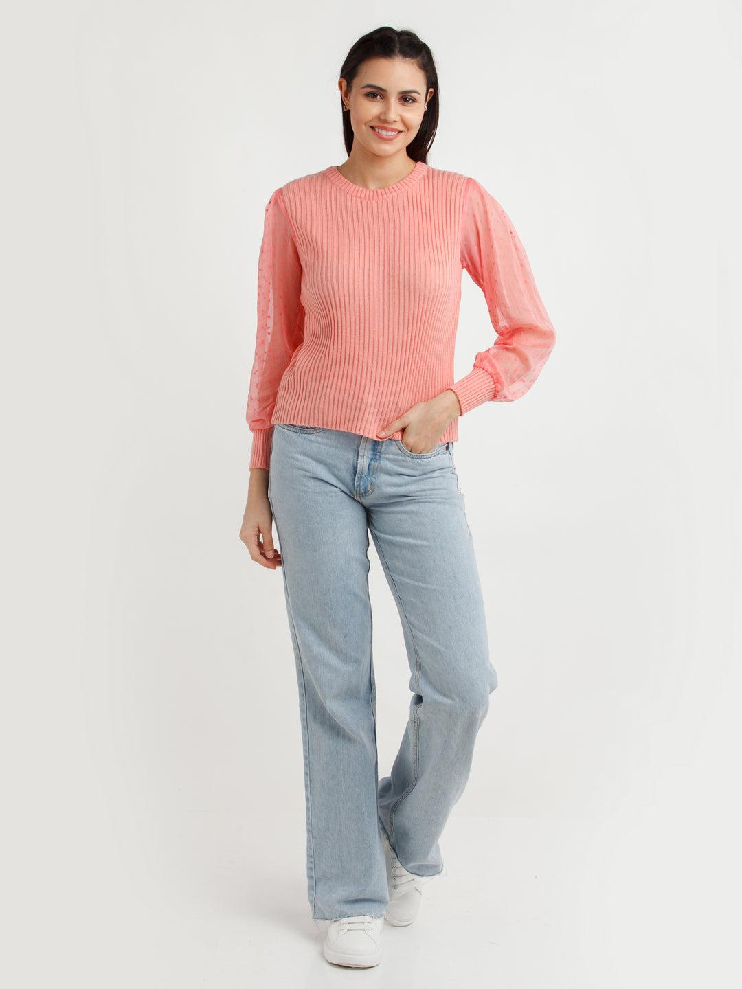 coral-solid-sweater-for-women